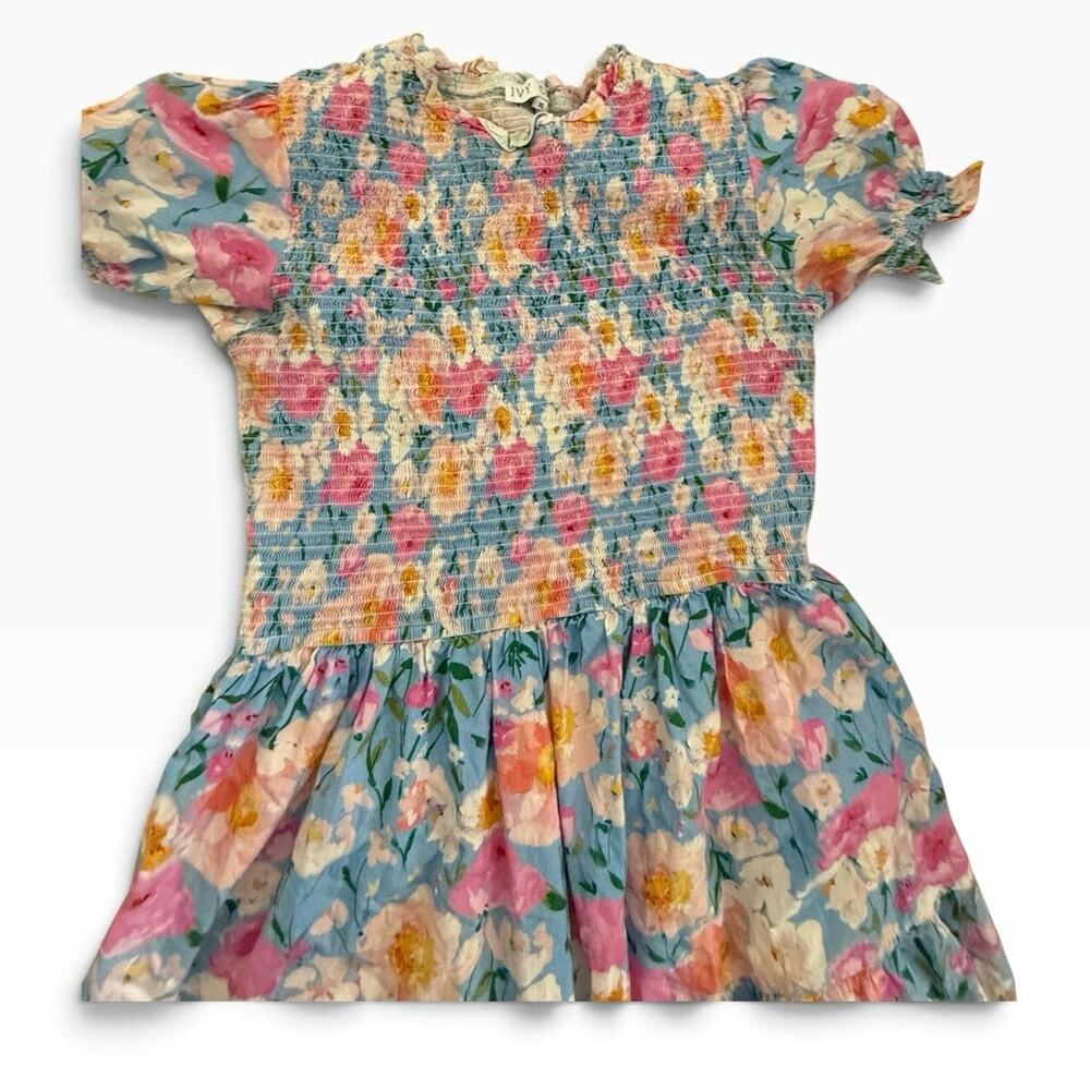 Ivy City Co Delia Blue Floral Smocked Midi Dress Size XL